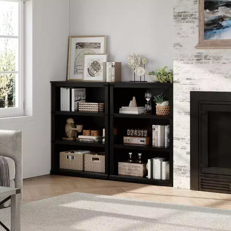 Modern Wooden Bookcase Floor Standing Open Shelf Display Storage Unit for Home Office Library Living Room