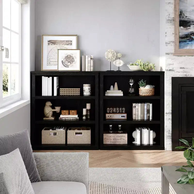 Modern Wooden Bookcase Floor Standing Open Shelf Display Storage Unit for Home Office Library Living Room