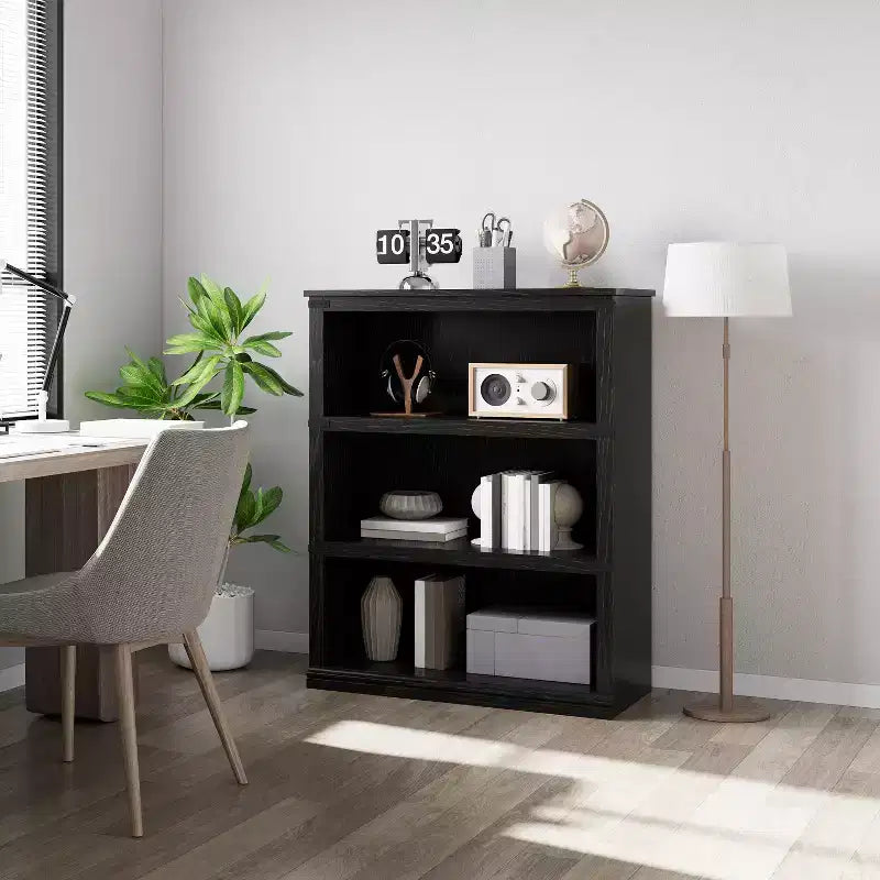 Modern Wooden Bookcase Floor Standing Open Shelf Display Storage Unit for Home Office Library Living Room