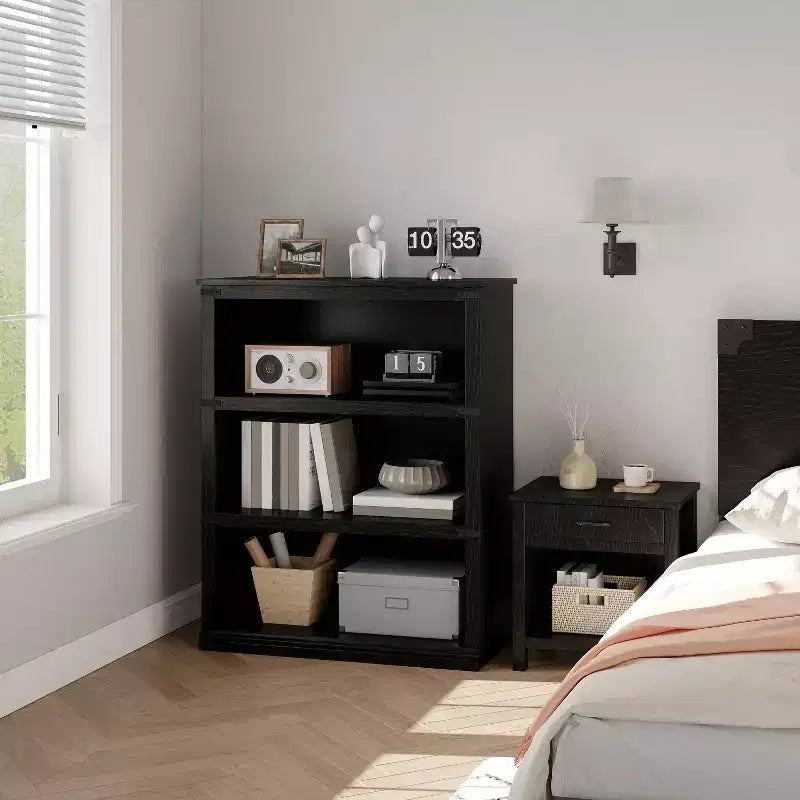 Modern Wooden Bookcase Floor Standing Open Shelf Display Storage Unit for Home Office Library Living Room