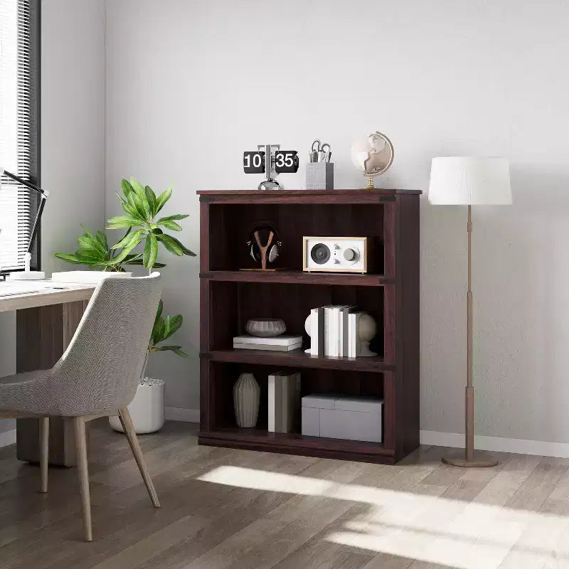 Modern Wooden Bookcase Floor Standing Open Shelf Display Storage Unit for Home Office Library Living Room