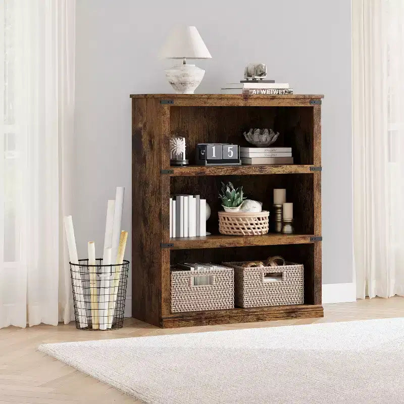 Modern Wooden Bookcase Floor Standing Open Shelf Display Storage Unit for Home Office Library Living Room