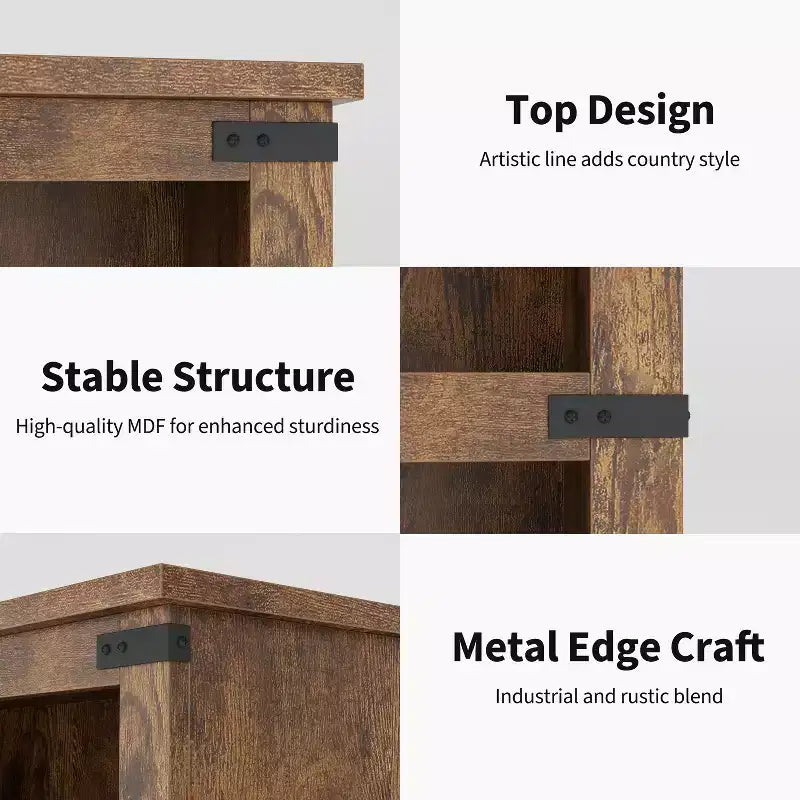 Modern Wooden Bookcase Floor Standing Open Shelf Display Storage Unit for Home Office Library Living Room