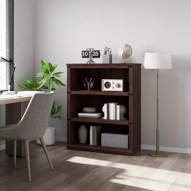Modern Wooden Bookcase Floor Standing Open Shelf Display Storage Unit for Home Office Library Living Room