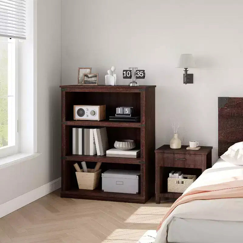 Modern Wooden Bookcase Floor Standing Open Shelf Display Storage Unit for Home Office Library Living Room