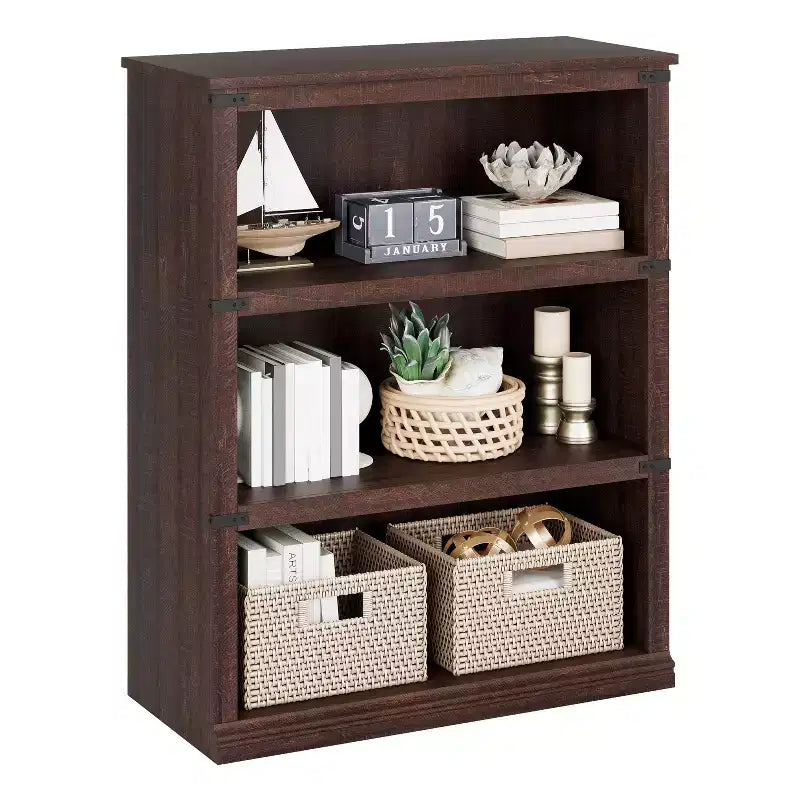 Modern Wooden Bookcase Floor Standing Open Shelf Display Storage Unit for Home Office Library Living Room