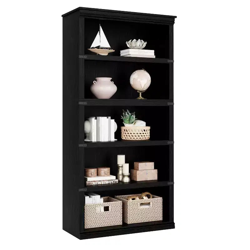Modern Wooden Bookcase Floor Standing Open Shelf Display Storage Unit for Home Office Library Living Room