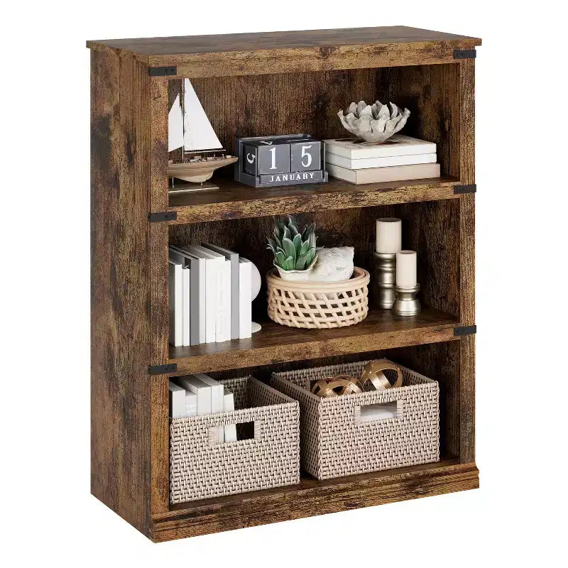 Modern Wooden Bookcase Floor Standing Open Shelf Display Storage Unit for Home Office Library Living Room