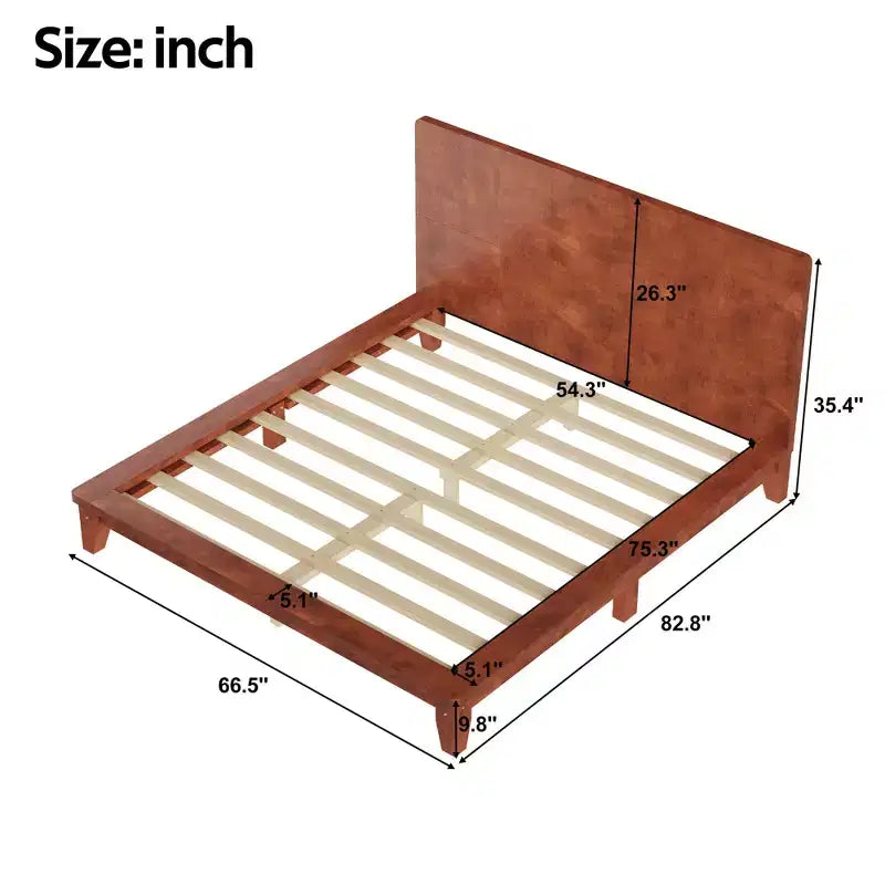 Full/Queen/King Size Platform Bed Frame with Headboard, Mid-Century Modern Style Bed Frame - ModernLuxe