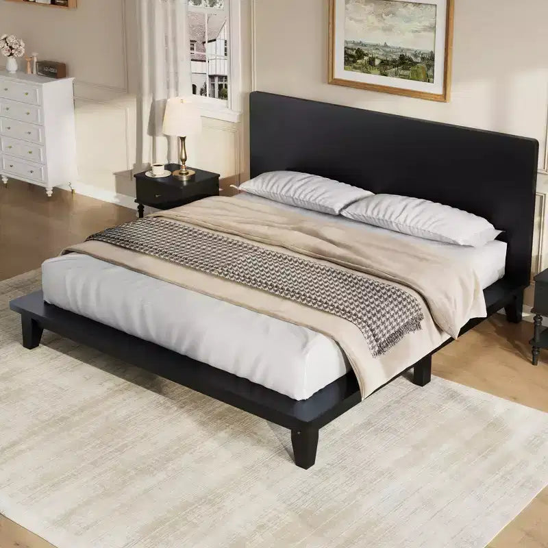 Full/Queen/King Size Platform Bed Frame with Headboard, Mid-Century Modern Style Bed Frame - ModernLuxe
