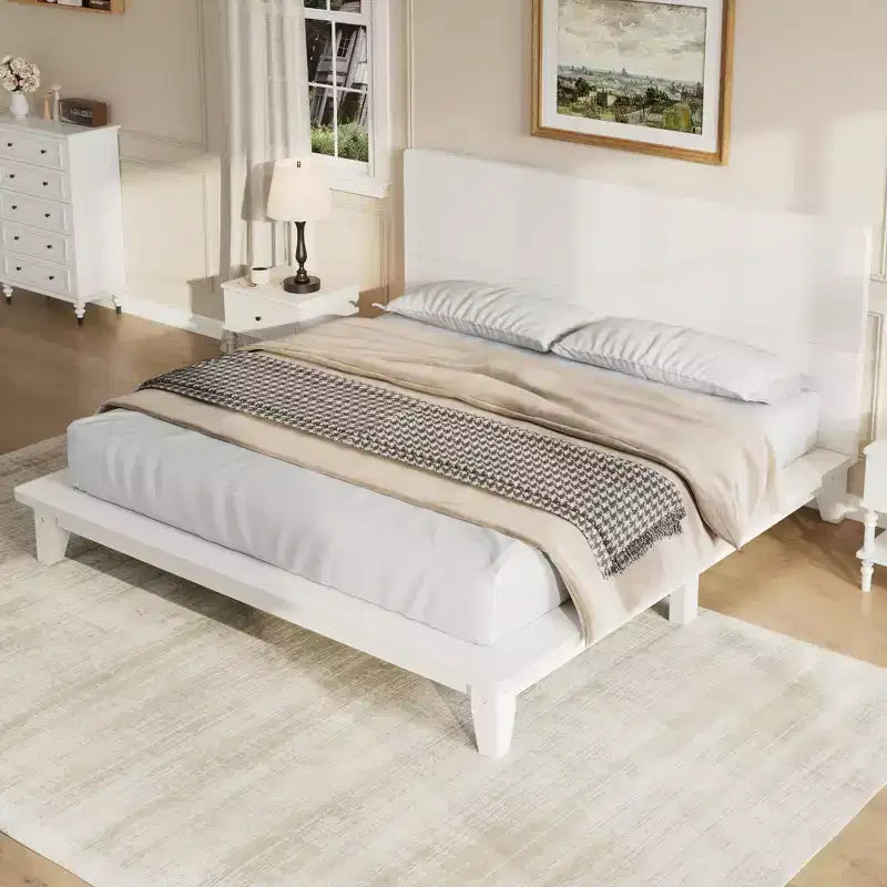 Full/Queen/King Size Platform Bed Frame with Headboard, Mid-Century Modern Style Bed Frame - ModernLuxe