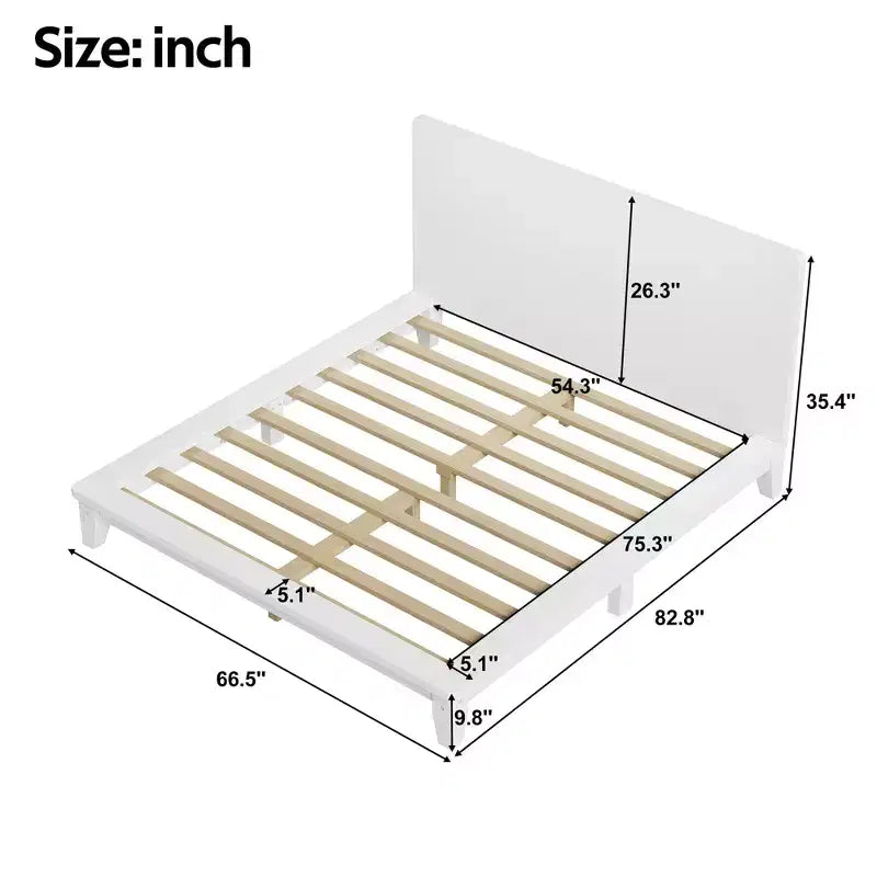 Full/Queen/King Size Platform Bed Frame with Headboard, Mid-Century Modern Style Bed Frame - ModernLuxe