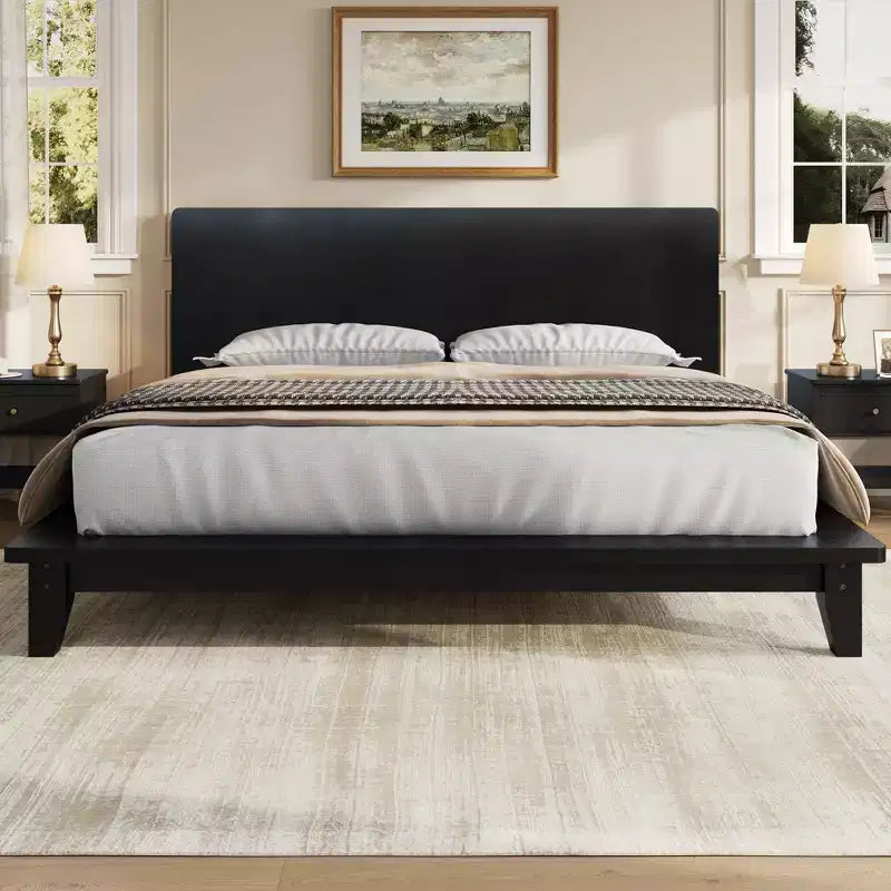 Full/Queen/King Size Platform Bed Frame with Headboard, Mid-Century Modern Style Bed Frame - ModernLuxe