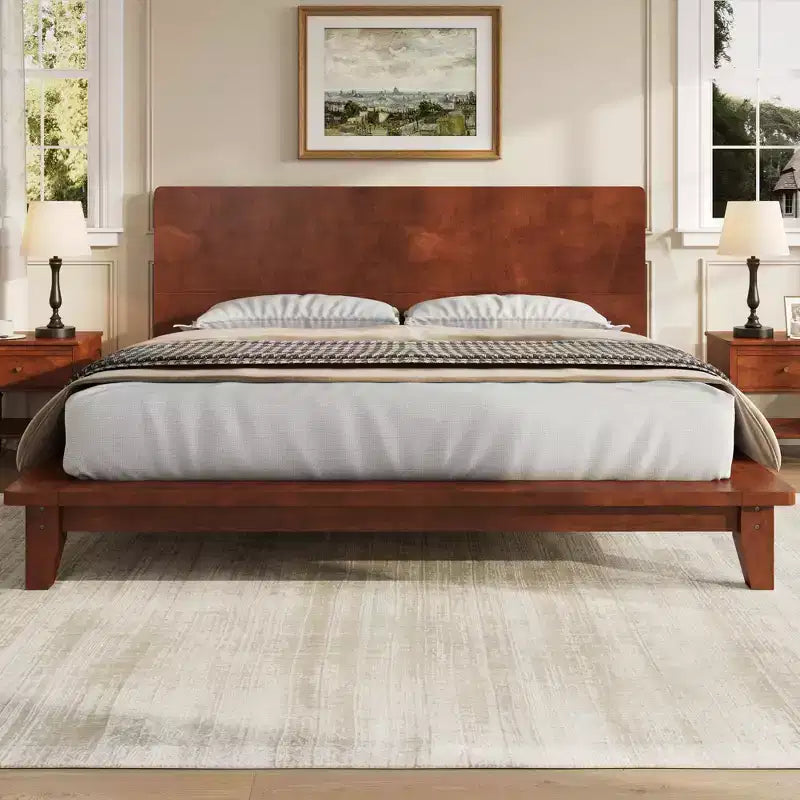 Full/Queen/King Size Platform Bed Frame with Headboard, Mid-Century Modern Style Bed Frame - ModernLuxe