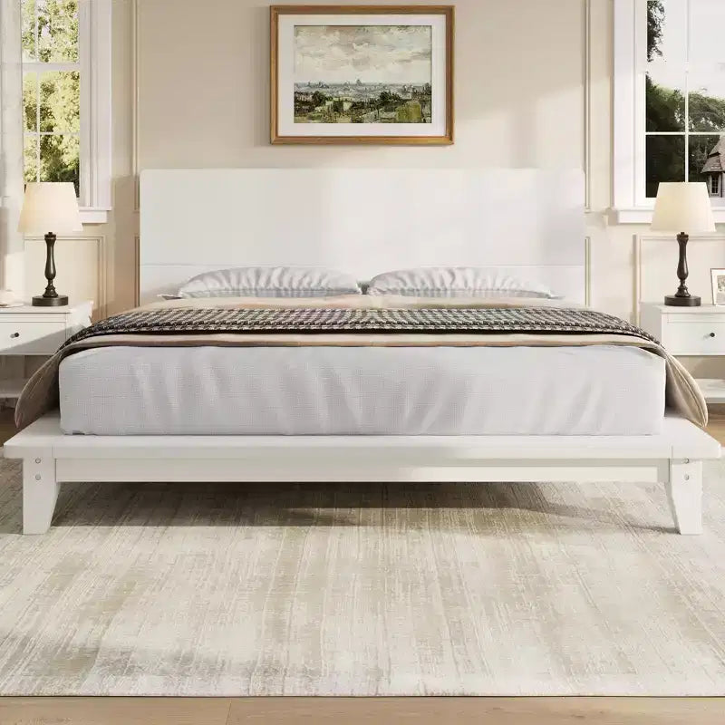 Full/Queen/King Size Platform Bed Frame with Headboard, Mid-Century Modern Style Bed Frame - ModernLuxe