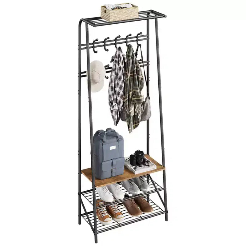 Hall Tree with Bench and Shoe Storage, 4-in-1 Coat Rack Entryway Bench,Hallway Organizer with Metal Frame for Entryway, Living Room, Bedroom