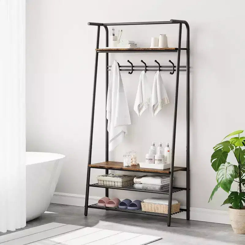 Hall Tree with Bench and Shoe Storage, 4-in-1 Coat Rack Entryway Bench,Hallway Organizer with Metal Frame for Entryway, Living Room, Bedroom