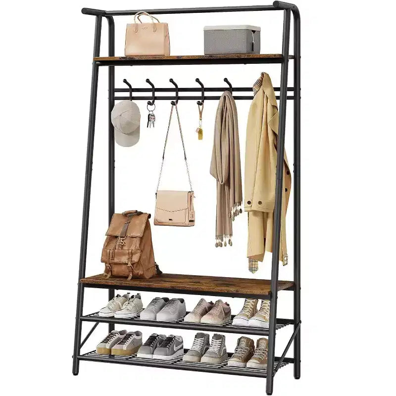 Hall Tree with Bench and Shoe Storage, 4-in-1 Coat Rack Entryway Bench,Hallway Organizer with Metal Frame for Entryway, Living Room, Bedroom