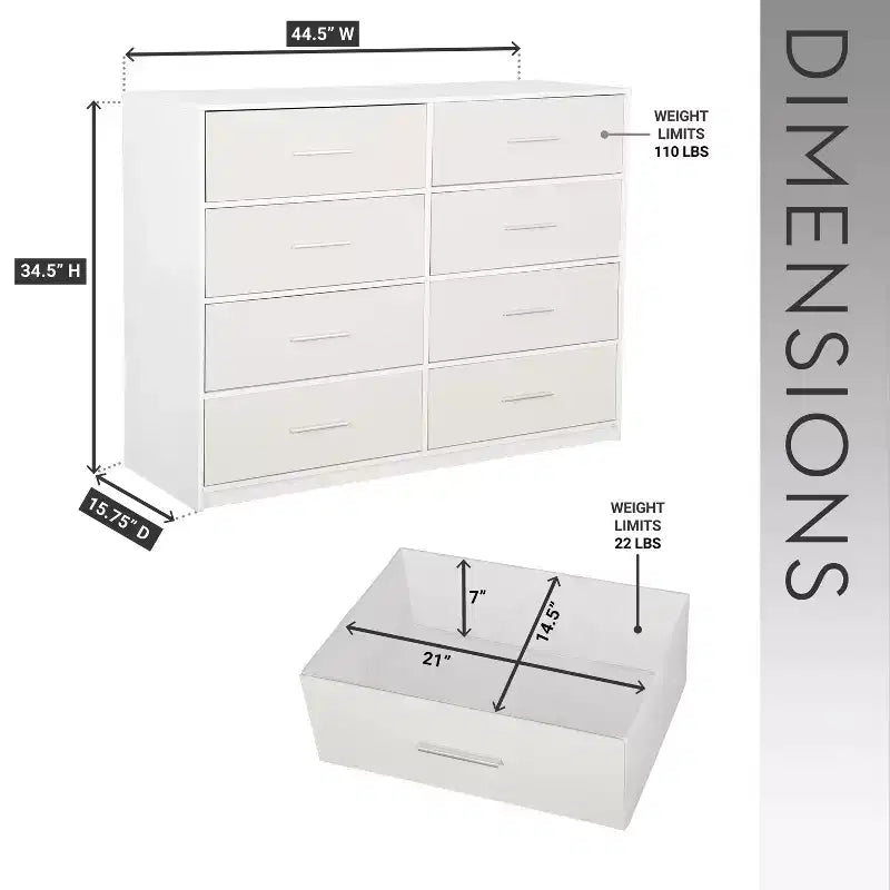 GDFStudio Quitterie 44.5'' Modern 8-Drawer Dresser