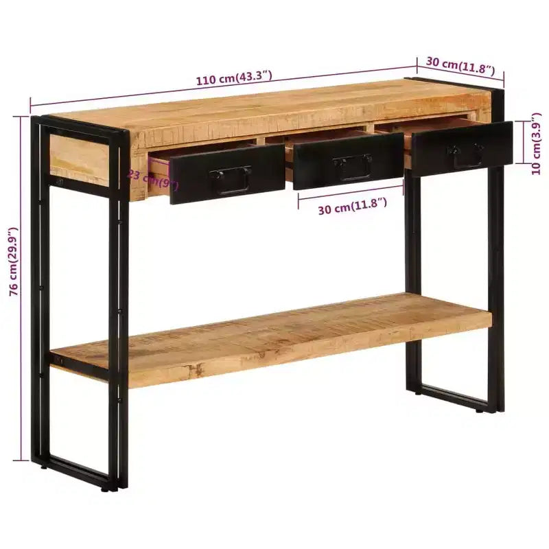 vidaXL Console Table Multicolor Solid reclaimed wood, iron Medium