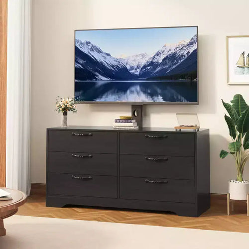 63 Modern TV Stand with Mount for 75-Inch TV, 6 Drawer, Adjustable Height Entertainment Center, for Living Room, Bedroom & Office
