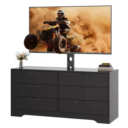 63 Modern TV Stand with Mount for 75-Inch TV, 6 Drawer, Adjustable Height Entertainment Center, for Living Room, Bedroom & Office