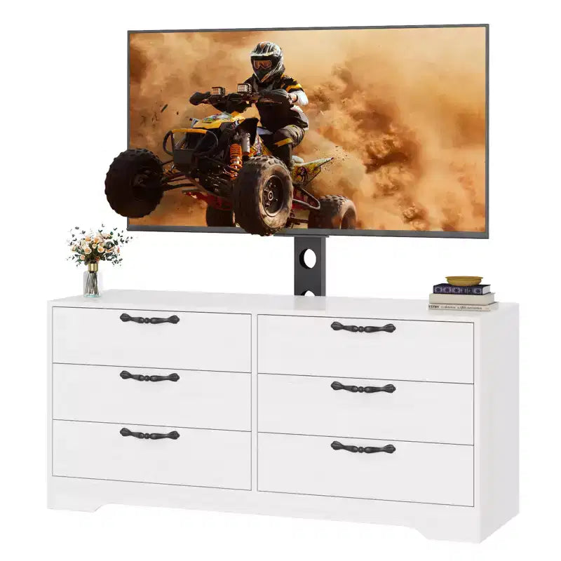 63 Modern TV Stand with Mount for 75-Inch TV, 6 Drawer, Adjustable Height Entertainment Center, for Living Room, Bedroom & Office