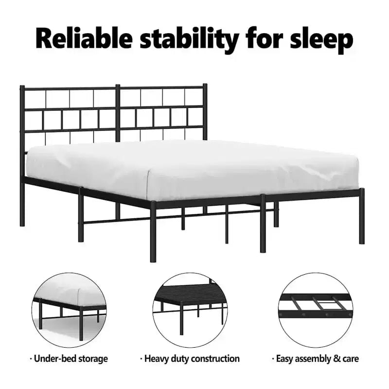vidaXL Metal Bed Frame, Heavy-Duty, No Mattress