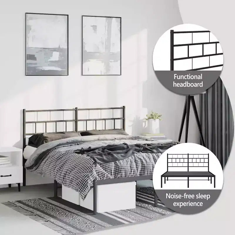 vidaXL Metal Bed Frame, Heavy-Duty, No Mattress