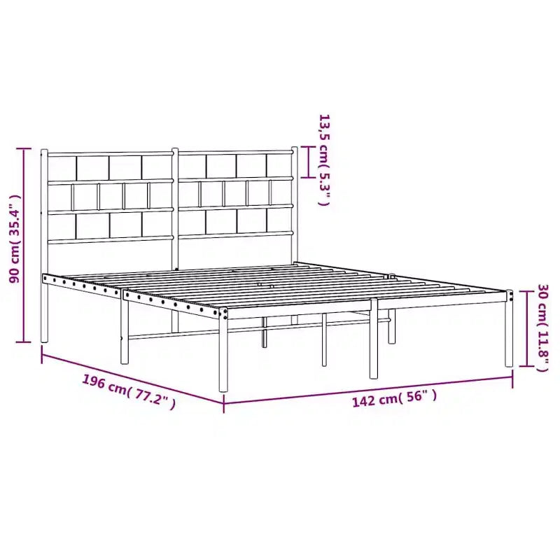 vidaXL Metal Bed Frame, Heavy-Duty, No Mattress