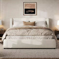 Christopher Knight Home Verona Boucle Upholstered Platform Bed with Wingback Headboard