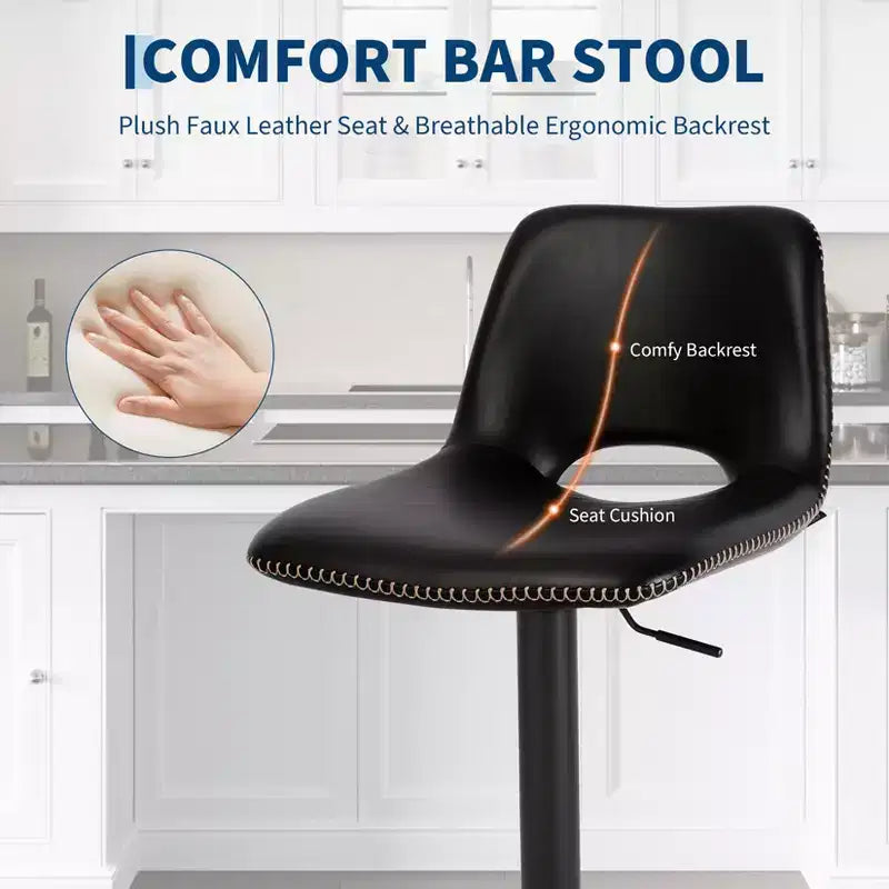 Modern Adjustable Swivel Bar Stools Set of 2, Ergonomic Sturdy Metal Base, Comfortable Counter Height Chairs, for Kitchen Island, Dining, Living Room