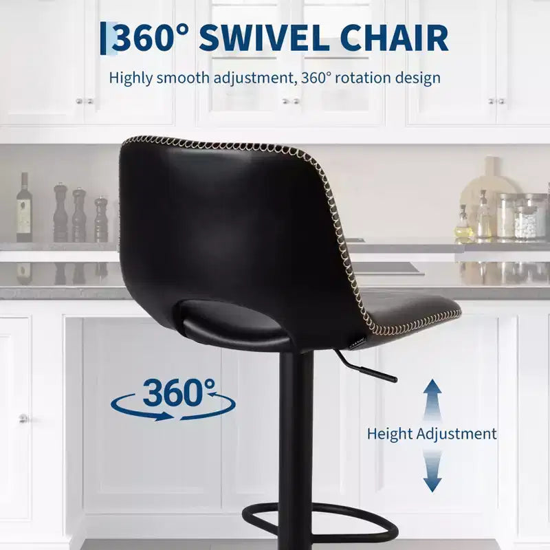 Modern Adjustable Swivel Bar Stools Set of 2, Ergonomic Sturdy Metal Base, Comfortable Counter Height Chairs, for Kitchen Island, Dining, Living Room