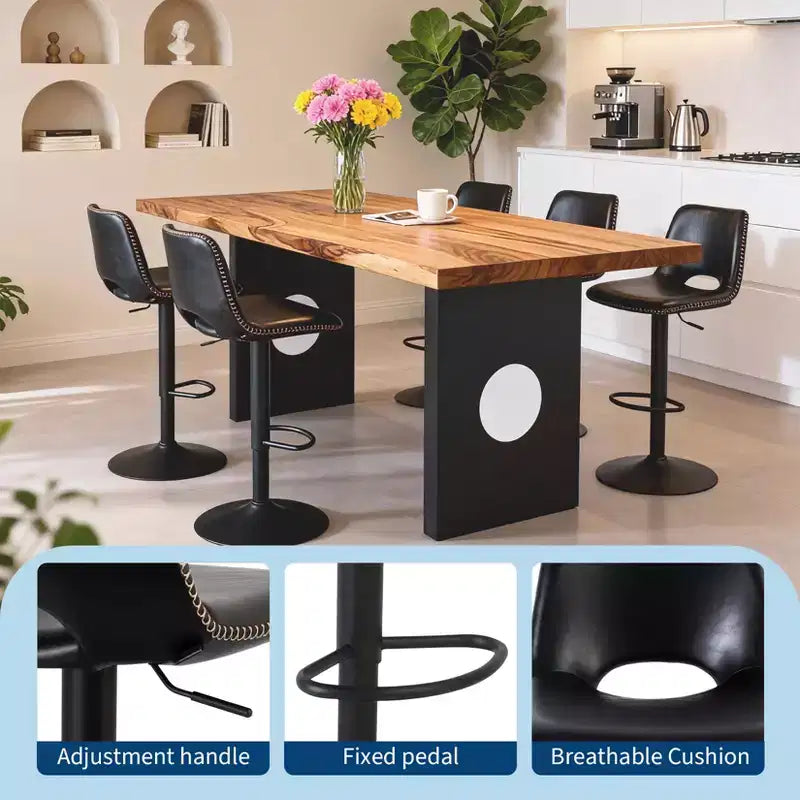 Modern Adjustable Swivel Bar Stools Set of 2, Ergonomic Sturdy Metal Base, Comfortable Counter Height Chairs, for Kitchen Island, Dining, Living Room
