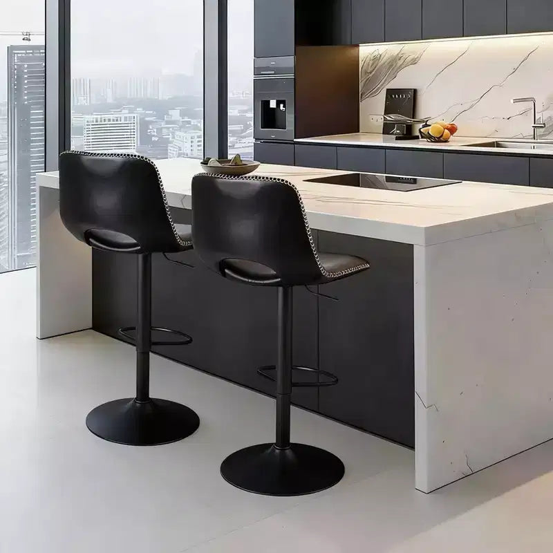 Modern Adjustable Swivel Bar Stools Set of 2, Ergonomic Sturdy Metal Base, Comfortable Counter Height Chairs, for Kitchen Island, Dining, Living Room