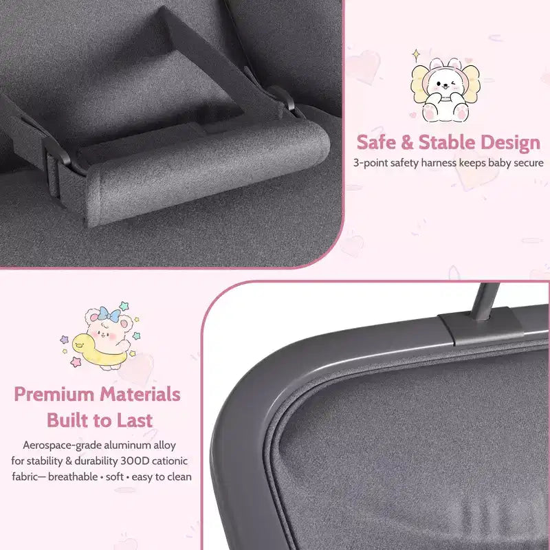 COZONY 2-in-1 Collapsible Baby Bouncer & Rocker, 3-Position Adjustable Seat, Lightweight & Portable