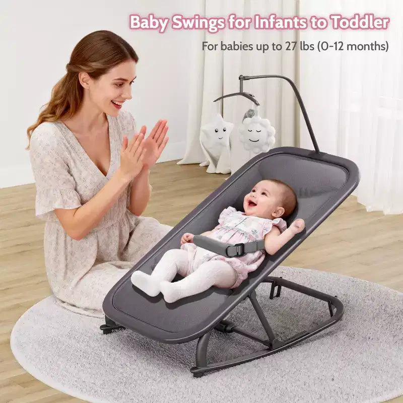 COZONY 2-in-1 Collapsible Baby Bouncer & Rocker, 3-Position Adjustable Seat, Lightweight & Portable