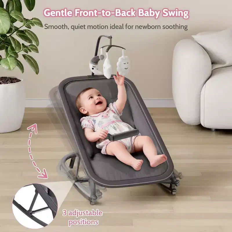 COZONY 2-in-1 Collapsible Baby Bouncer & Rocker, 3-Position Adjustable Seat, Lightweight & Portable