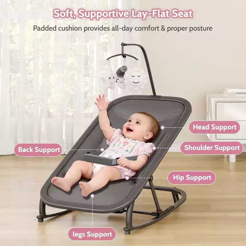 COZONY 2-in-1 Collapsible Baby Bouncer & Rocker, 3-Position Adjustable Seat, Lightweight & Portable