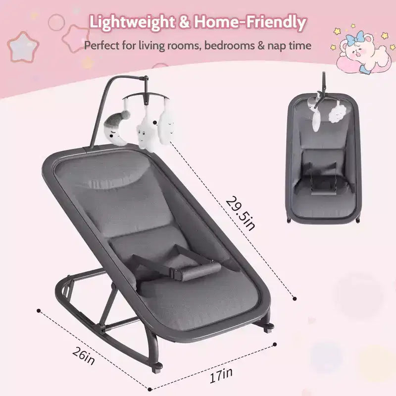 COZONY 2-in-1 Collapsible Baby Bouncer & Rocker, 3-Position Adjustable Seat, Lightweight & Portable