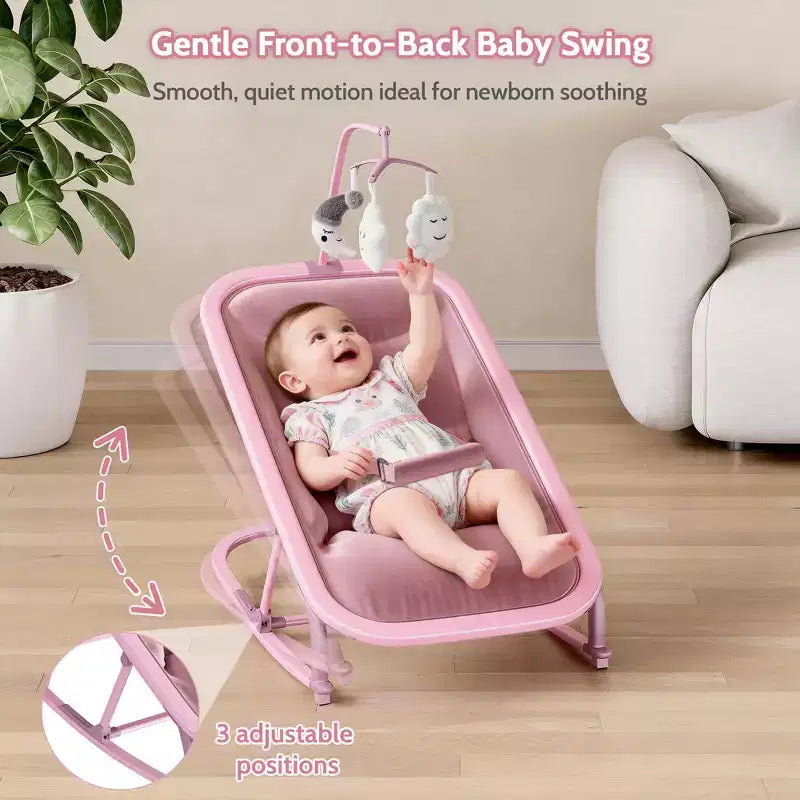 COZONY 2-in-1 Collapsible Baby Bouncer & Rocker, 3-Position Adjustable Seat, Lightweight & Portable