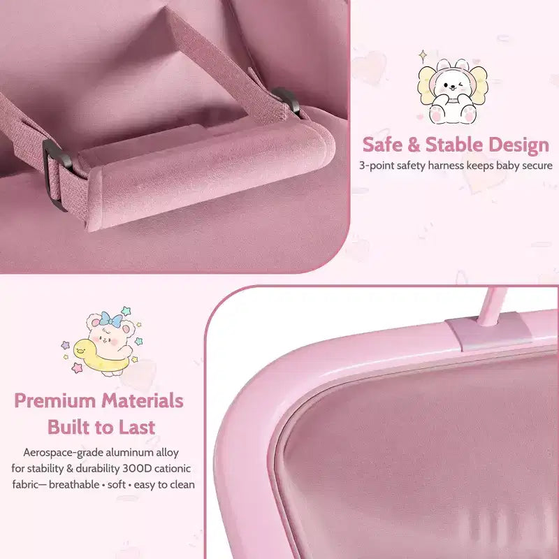 COZONY 2-in-1 Collapsible Baby Bouncer & Rocker, 3-Position Adjustable Seat, Lightweight & Portable