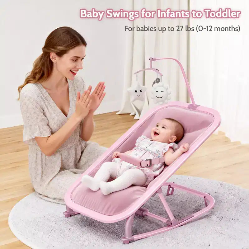 COZONY 2-in-1 Collapsible Baby Bouncer & Rocker, 3-Position Adjustable Seat, Lightweight & Portable
