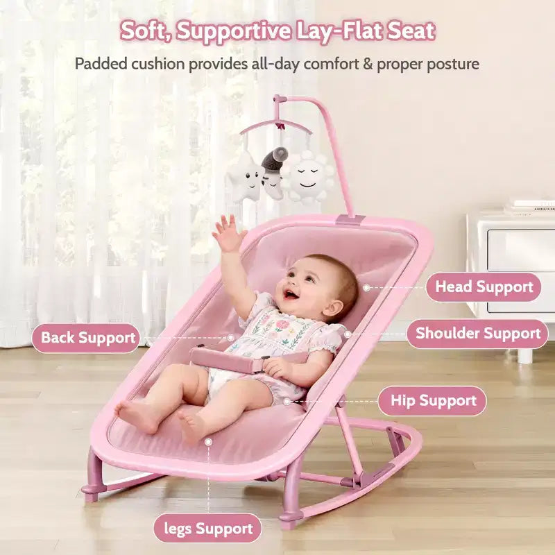 COZONY 2-in-1 Collapsible Baby Bouncer & Rocker, 3-Position Adjustable Seat, Lightweight & Portable