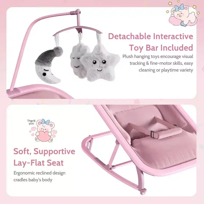 COZONY 2-in-1 Collapsible Baby Bouncer & Rocker, 3-Position Adjustable Seat, Lightweight & Portable