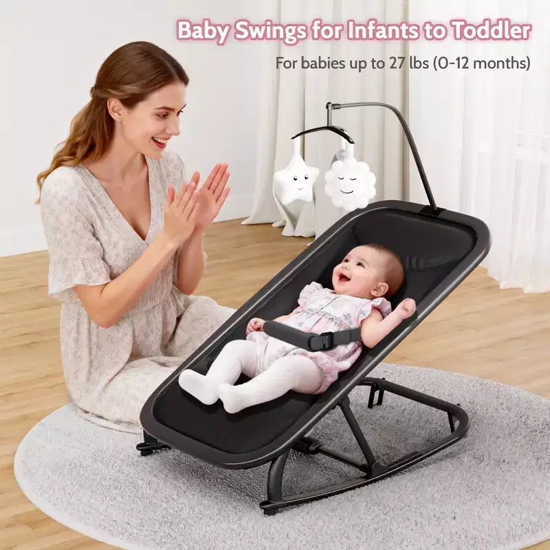 COZONY 2-in-1 Collapsible Baby Bouncer & Rocker, 3-Position Adjustable Seat, Lightweight & Portable
