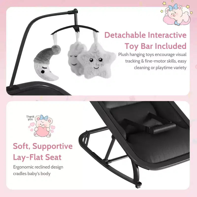 COZONY 2-in-1 Collapsible Baby Bouncer & Rocker, 3-Position Adjustable Seat, Lightweight & Portable