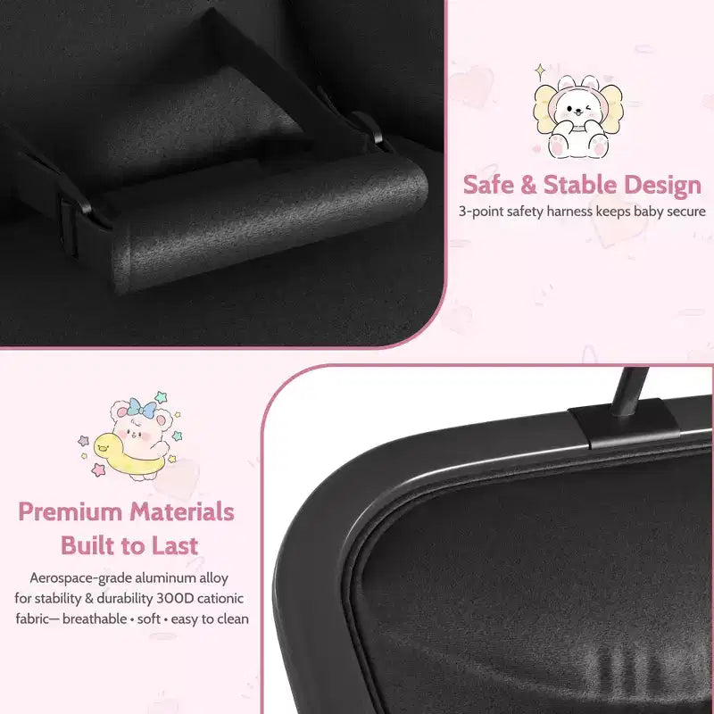 COZONY 2-in-1 Collapsible Baby Bouncer & Rocker, 3-Position Adjustable Seat, Lightweight & Portable