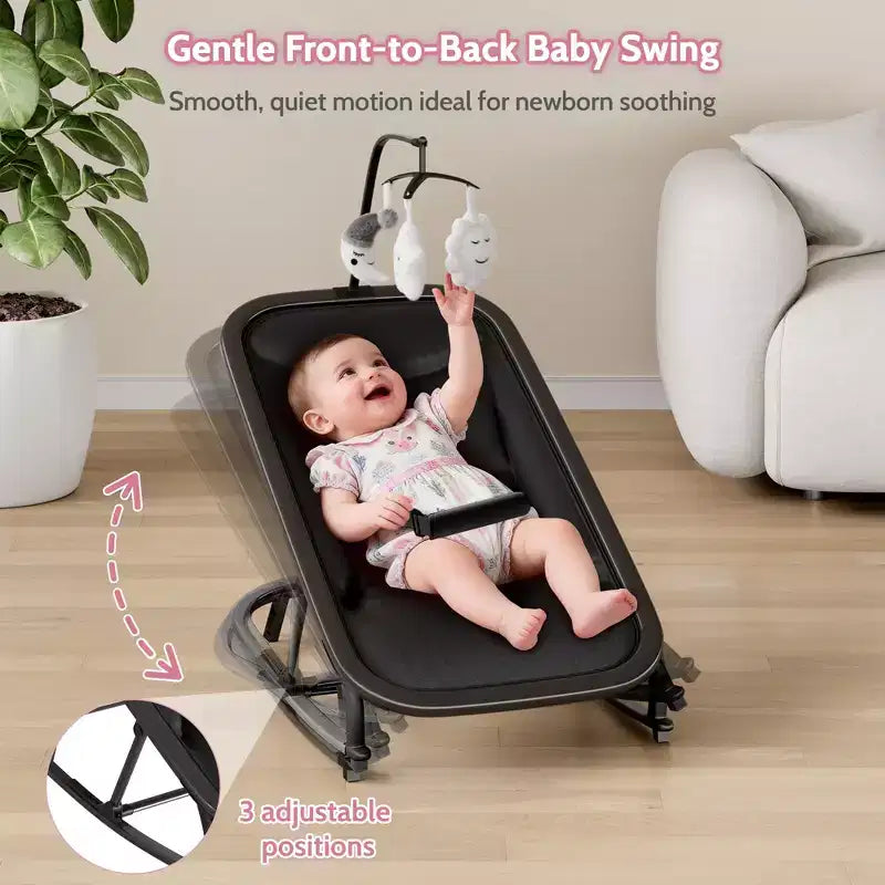 COZONY 2-in-1 Collapsible Baby Bouncer & Rocker, 3-Position Adjustable Seat, Lightweight & Portable