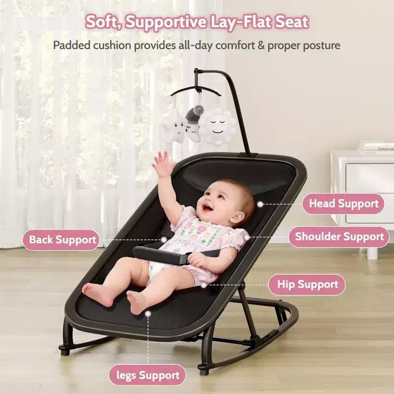 COZONY 2-in-1 Collapsible Baby Bouncer & Rocker, 3-Position Adjustable Seat, Lightweight & Portable